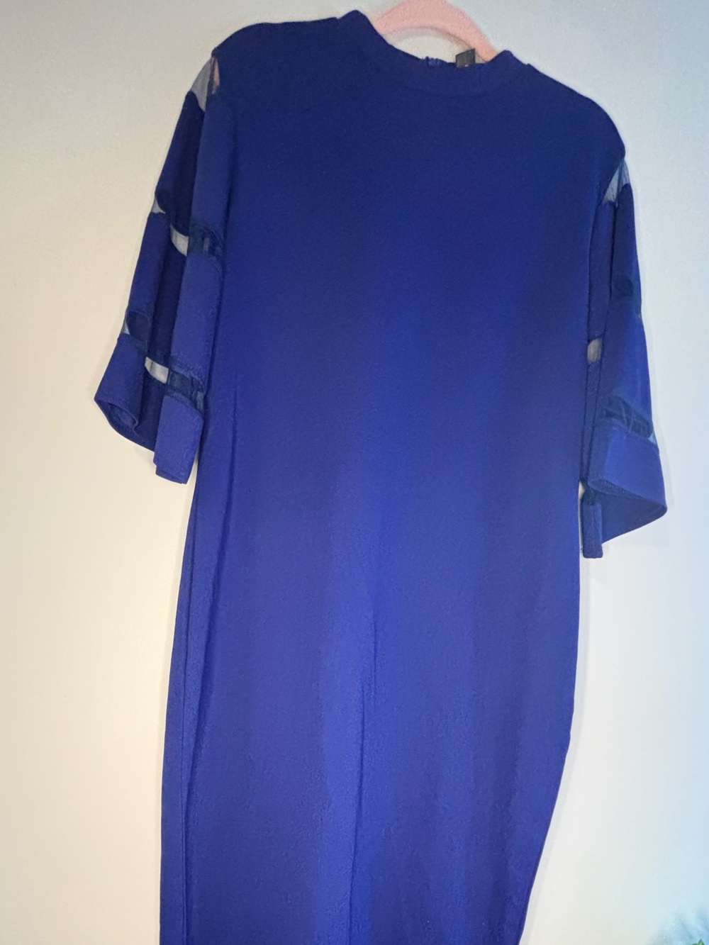 SHEIN Royal Blue Midi Shift Dress with Cutout Sleeve Details
